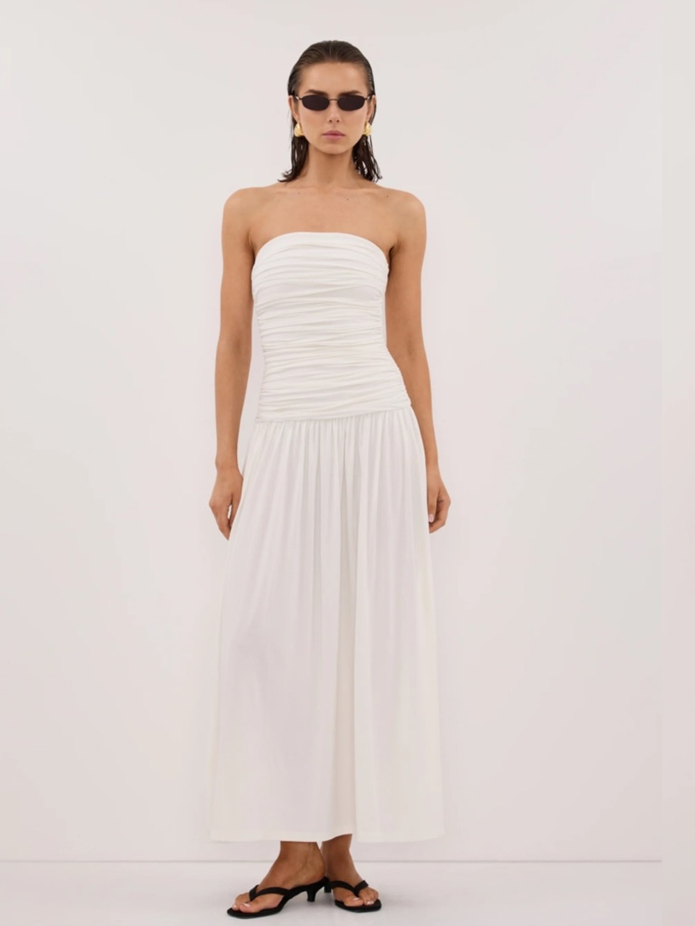 DISSH Shari Strapless Off White Strapless Dress